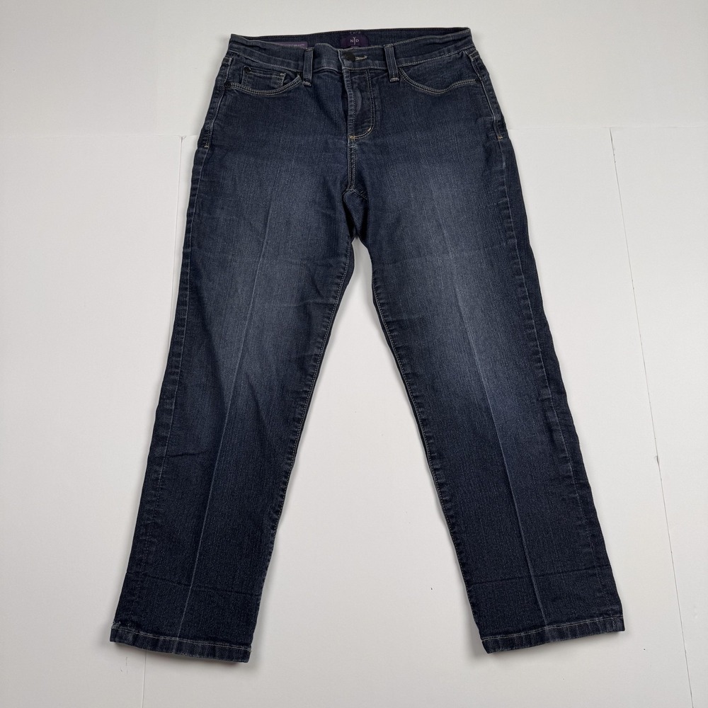 NYDJ Dayla Wide Cuff Capri Jeans Womens 4 28x24 Blue Dark Wash Stretch Made USA